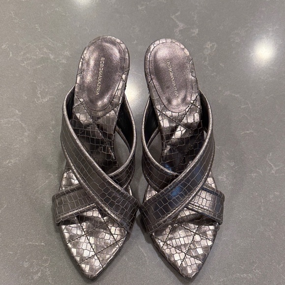 BCBGMaxAzria Silver Croc-Embossed Heels - Picture 3 of 9